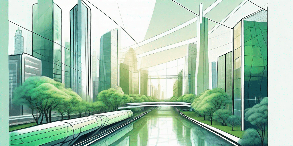 Un paisaje urbano futurista con edificios de alta tecnología.
